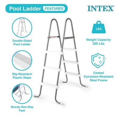  Intex 12' X 30" Round Metal Frame Outdoor Above Ground Swimming Pool Set With Filter Pump, Cartridges, 42 Inch Steel Pool Ladder, And Secure Cover