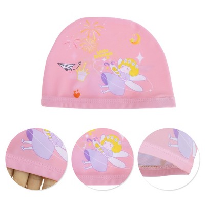  Unique Bargains Kid's Polyester Cartoon Figure Swim Cap Pink 1 Pc