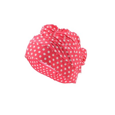  Unique Bargains Polyester Polka Dots Pattern Swim Cap 5.91"x9.25" Red White 1 Pc