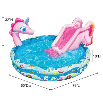  Banzai Spray 'N Splash 78 X 60 X 32" Unicorn Inflatable Pool