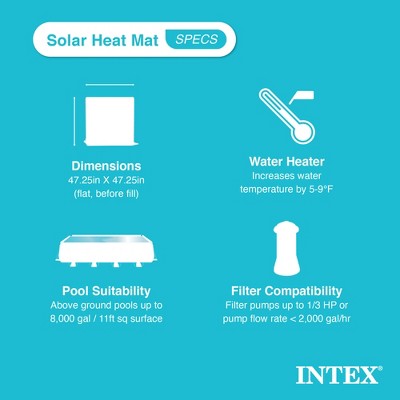 Intex Solar Mat Water Heater - Black Bundled W/ Wall-Mounted Automatic Skimmer