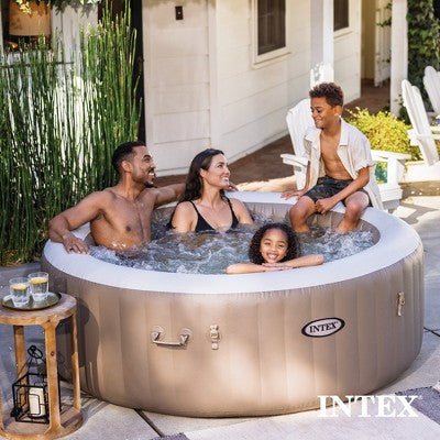  INTEX 28425EP PureSpa Bubble Massage Spa Set: Includes Energy Efficient Spa Cover – 120 Bubble Jets – 4 Person Capacity – 77" X 28"