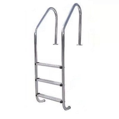  Poolzilla Three Tread Salt Ladder - Deck Mounted Stainless Steel Entry And Exit System, With Pre-Drilled Flange-Style End And Stainless Steel Steps