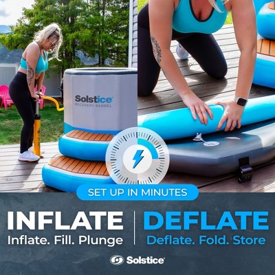  Solstice Original Inflatable 100 Gallon Cold Plunge Ice Bath Tub Standing Recovery Barrel Pod With Steps And Lid For Indoor Or Outdoor