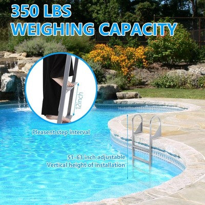  Flip Up Dock Ladder 350 Lbs Marine Pontoon Boat Ladder Aluminum Non-slip