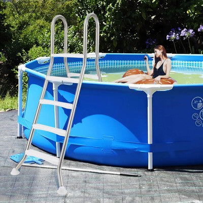  Costway 75.6" Above Ground Pool Ladder With Top Platform Non-slip Steps & Rounded Handrails