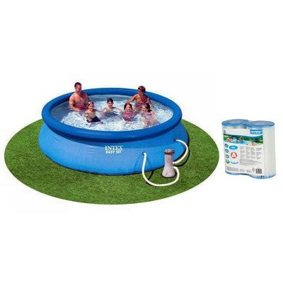  Intex 12ft X 30in Easy Set Pool With 530 GPH Pump & (2 Pack) Filter Cartridge