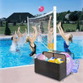  Outdoor Poolside Float Storage, Wicker Patio Poolside Storage Basket, Pe Rattan Rolling Pool Caddy With Wheels, Fade Resistant, Pool Toy Storage Bin