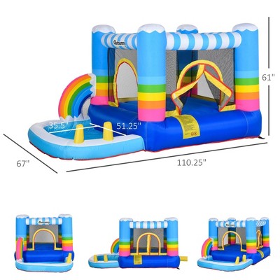  NAYSAYE Above Ground Pool Inflatable Bounce Pool Fun Play Design For Kids Outdoor Backyard Use, Multicolor, 110.30"*67.00"*61.00"