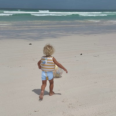  Sunnylife Kids Swim Vest 2-3 - Sid Seagull Mustard Stripe - Pool Jacket