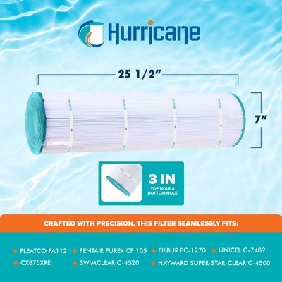  Hurricane 4 Pack HF7489-04 Advanced Pool Filter Cartridge For PA112, Unicel C-7489, Filbur FC-1275, Hayward Super-Star-Clear C-4500, C-4520, CX875XRE