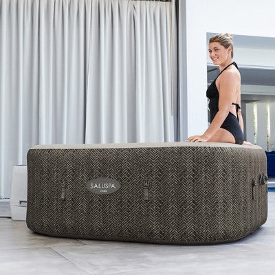  Bestway SaluSpa AirJet Inflatable Square Hot Tub With Set Of 2 Underwater Non Slip Pool And Spa Seat With Adjustable Legs, Gray