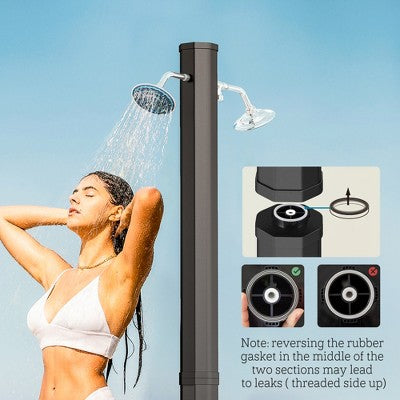  Outsunny 9.2 Gallon Slolar Heated Outdoor Shower With 2 Free-Rotating Shower Heads And 2 Foot Showers