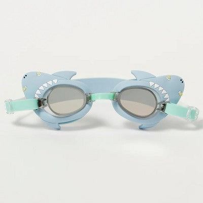  Sunnylife Mini Swim Goggles - Salty The Shark Aqua, 3D Shark Design, Kids 3+