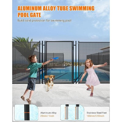  Inground Pool Fence Gate With Stainless Steel Lock, Durable 340 GMS Teslin PVC Mesh, Easy DIY Installation, Secure Barrier For Backyard Pools