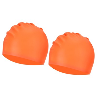 Unique Bargains Silicone Waterproof Non-Slip High-Stretch Swim Caps 2 Pcs