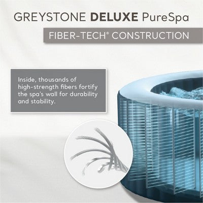  Intex PureSpa Plus Greystone Inflatable Square Outdoor Hot Tub Spa, 83" X 28" With PureSpa Maintenance Accessory Brush, Skimmer, And Scrubber Kit