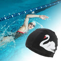  Unique Bargains Nylon Swans Print Swim Cap Black White 1 Pc