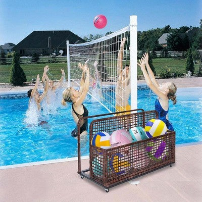  Whizmax Poolside Float Storage, Patio Poolside Float Storage Basket, PE Rattan Outdoor Pool Caddy With Rolling Wheels For Floaties, Patio, Pool