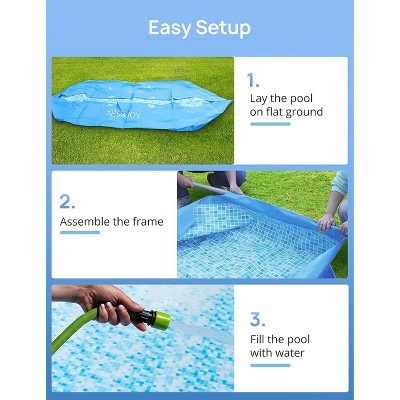  Evajoy 85in X 23in X 59in Metal Frame Rectangular Swimming Pool Set