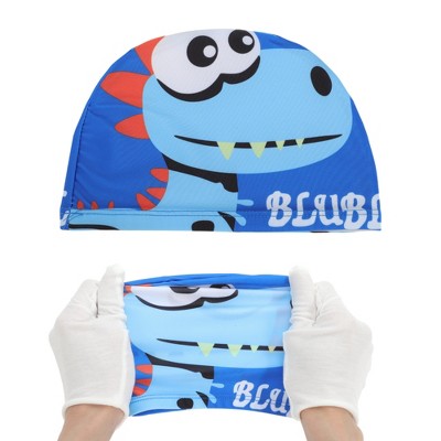  Unique Bargains Kid's Polyester Dinosaur Pattern Swim Cap Blue 1 Pc