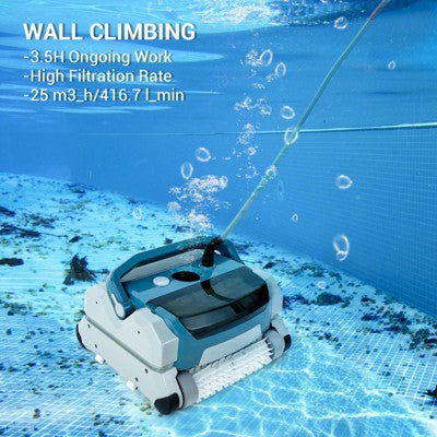  Garvee Automatic Robotic Pool Vacuum Cleaner Cordless, 3h Fast Charging, Wall Climbing Scrubber Brush, Ideal For Above/In-Ground Pools
