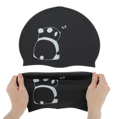  Unique Bargains Silicone Animal Pattern Swim Cap Black White 1 Pc