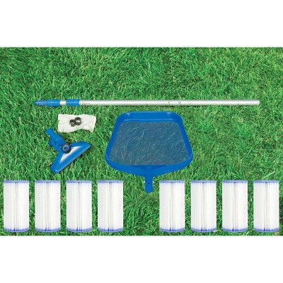  Intex Cleaning Maintenance Swimming Pool Kit W/ Vacuum Skimmer & Pole + Filters