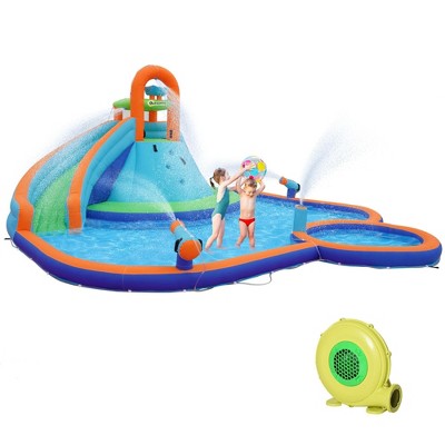  NAYSAYE Above Ground Pool Inflatable Water Slide Bounce House Multi Activity For Kids Backyard Use, Multicolor, 212.60"*200.80"*100.40"