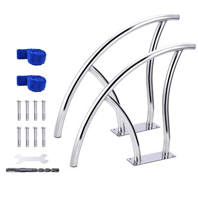  Pool Rails , Pool Handrails For Inground Pool 304 Stainless Steel Big Load Capacity Rustproof With Blue Grip Cover & Accessories