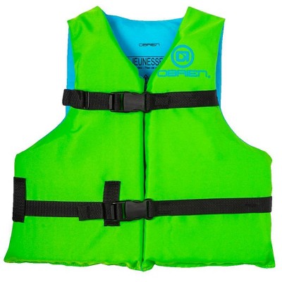  O'Brien Youth Life Jacket - Green: Nylon Vest, Buckle Closure, 55-88 Lbs Range