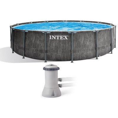  Intex 15FT X 48IN GREYWOOD PRISM FRAME PREMIUM POOL SET