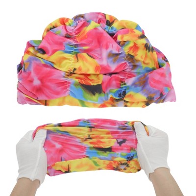  Unique Bargains Nylon Pleated Style Swimming Cap Rose Red Purple 1 Pc