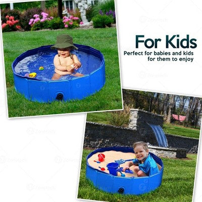  Zone Tech Foldable Pet Swimming Pool 38 Inch Blue Pet Pool With Drain Easy To Store Leakproof Tub For Indoor & Outdoor Great For Both Kids And Pets