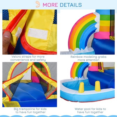  NAYSAYE Above Ground Pool Inflatable Bounce Pool Fun Play Design For Kids Outdoor Backyard Use, Multicolor, 110.30"*67.00"*61.00"
