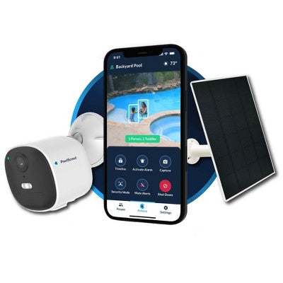  PoolScout: Wireless Pool Security Camera, Battery & Solar, Drowning Alarm
