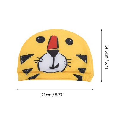  Unique Bargains Kid's Polyester Tigers Pattern Swim Cap Yellow Black 1 Pc
