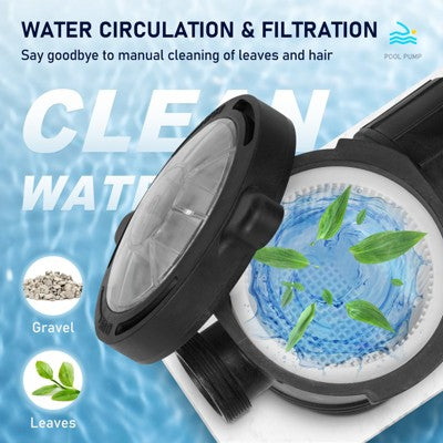  VEVOR Swimming Pool Pump 1.5HP 115V 1100W, Single Speed Pumps For Above Ground, Powerful Pool Pumps With Strainer Filter Basket, 5280 GPH Max. Flow