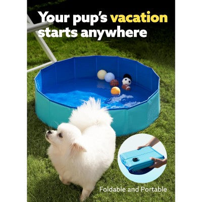  Joyfy 32/48/63" Foldable Dog Pet Pool, Portable Kiddie Pool, Anti-Slip Hard Plastic Bath Tub With Drain Suitable For Pets And Backyard Play With Kids