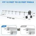  Pool Cover Reel Heavy-Duty, Aluminum Solar Cover Roller With Hand Crank, 6 Straps, Clips & Wheels, Fits All Inground Pool Shapes, Black