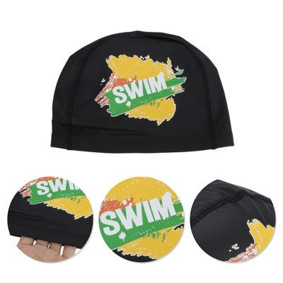  Unique Bargains Knitted PU Elastic Letter Swim Cap 1 Pc