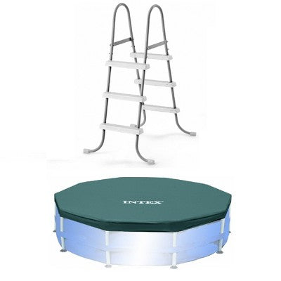  Intex Steel Frame Pool Ladder For 42' Wall Height & 15' Round Pool Debris Cover