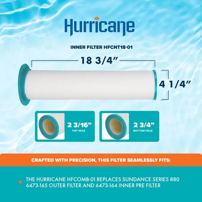  Hurricane HFCOMB-01 Advanced Spa Filter Cartridge Combo Set Of Inner & Outer Filter Replacement For Sundance Series 880 6473-164 And 165