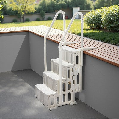  VEVOR Swimming Pool Ladder, 4-Step Double Handrails Stairs With Non-slip Heavy Duty Steps, Max Load Capacity 400 Lbs, Milk White