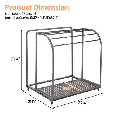  Garvee Poolside Towel Rack Outdoor,Rattan Weaving Towel Rack Freestanding,Storage Organizer With Compartment For Floats, 5 Bar Towel Storage