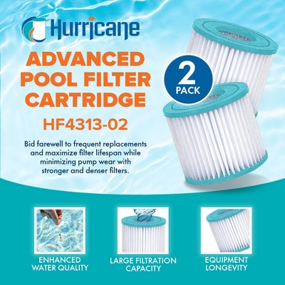  Hurricane 4 Pack HF4313-02 Advanced Pool Filter Cartridge For PBW4PAIR, Unicel C-4313, Filbur FC-3753, Sand N Sun Size D, Simple Set Type 1