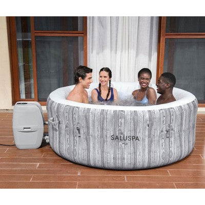  Bestway SaluSpa Fiji AirJet Inflatable Hot Tub With 120 Soothing Jets With Set Of 2 Pool And Spa Seat And 2 Padded Headrest Pillows, Gray