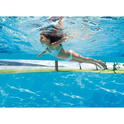  Intex 14' X 42" Clearview Prism Frame Above Ground Pool - Graywood Print: Steel Frame & Vinyl Liner