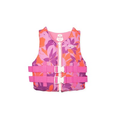  Speedo Junior Life Jacket Vest - Pink/Purple/Orange: Youth Size, Zipper & Buckle Closure, 50-90 Lbs
