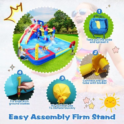  NAYSAYE Above Ground Pool Inflatable Water Park Slide Bounce House Multi Activity For Garden Fun, Multicolor, 17.9"*17.70"*33.40"